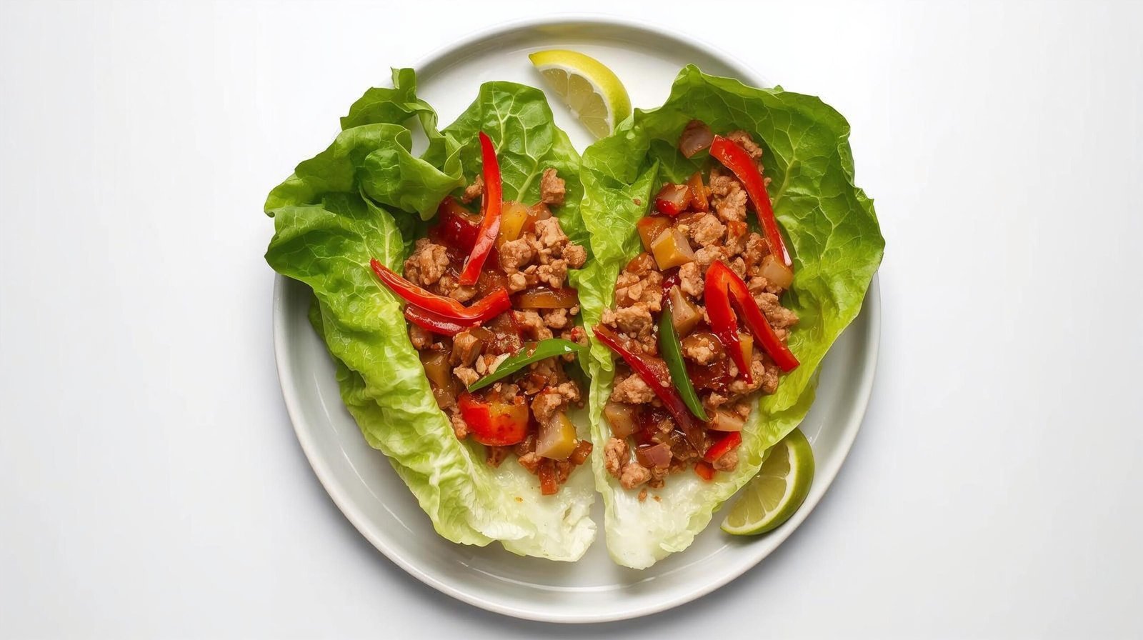 “Lettuce wraps filled with seasoned ground turkey, peppers, and onions — low-carb high-protein lunch option.”