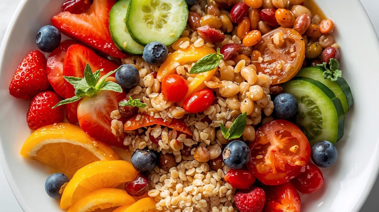 Fiber-rich foods like fruits and grains for better digestion and weight control.