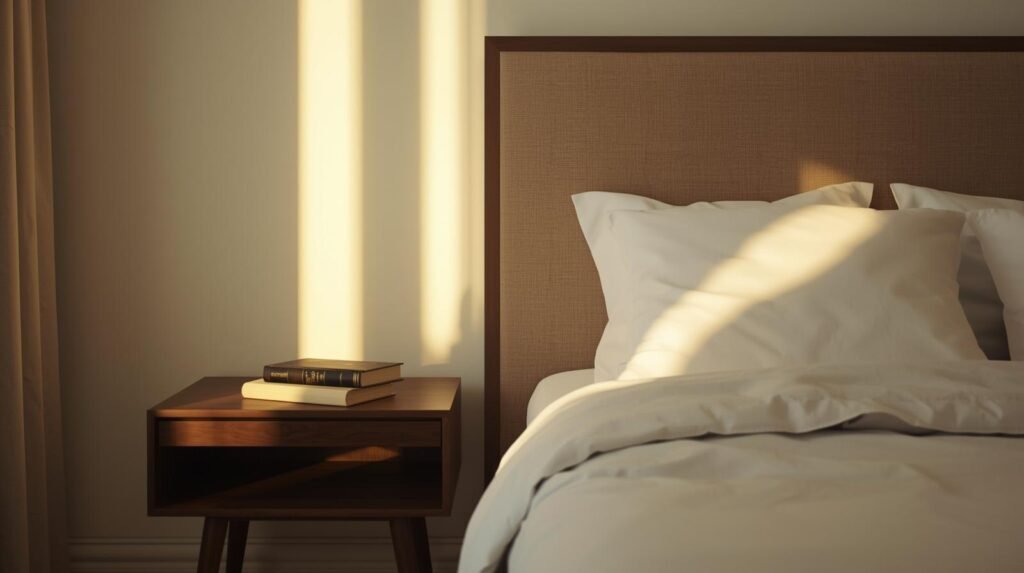 Peaceful bedroom promoting good sleep habits for longevity
